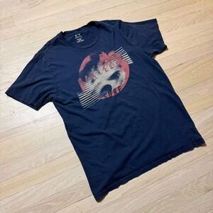 Oakley Surf Graphic T Shirt Mens Medium Navy Blue Palm Tree Regular Fit RN96548